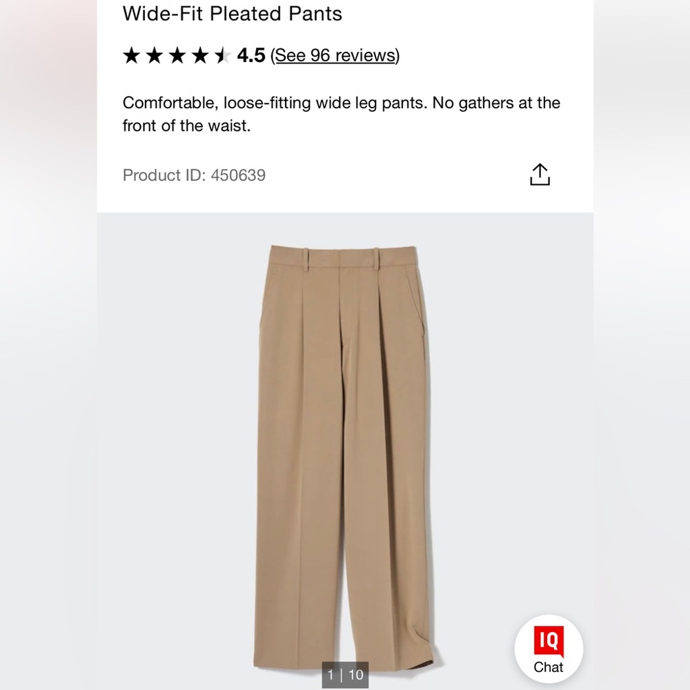 Uniqlo Wide Leg Pleated Pants